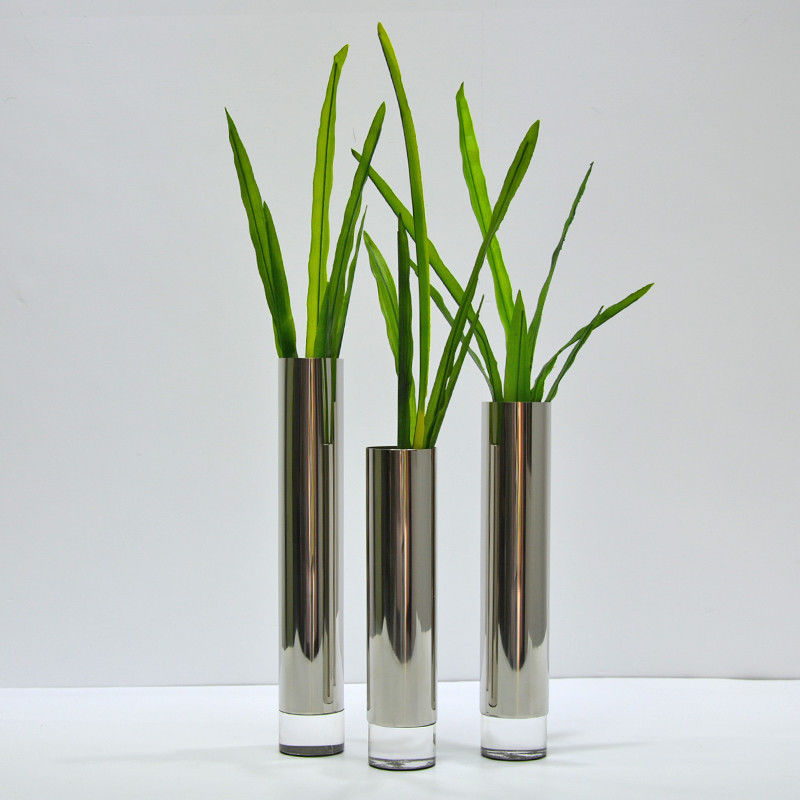 Custom Various Specifications Stainless Steel Metal Round Cylindrical Home Decor Floor Vases