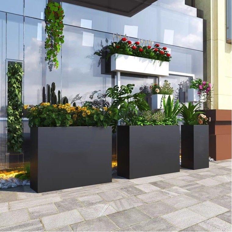 Round Stainless Steel Flowerpot High Durability Smooth Surface